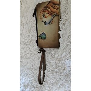 Anushka Hand Painted Leather Wallet,  Puppy Love, Beagle and‎ Butterfly on Tan